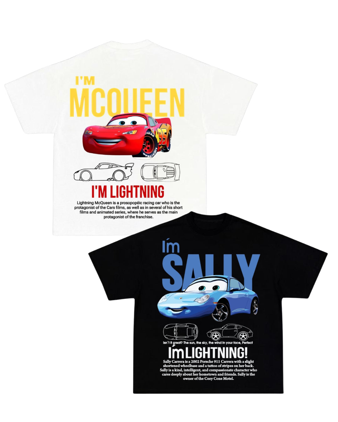 Pack de 2 camisetas CARS: Sally y Rayo McQueen