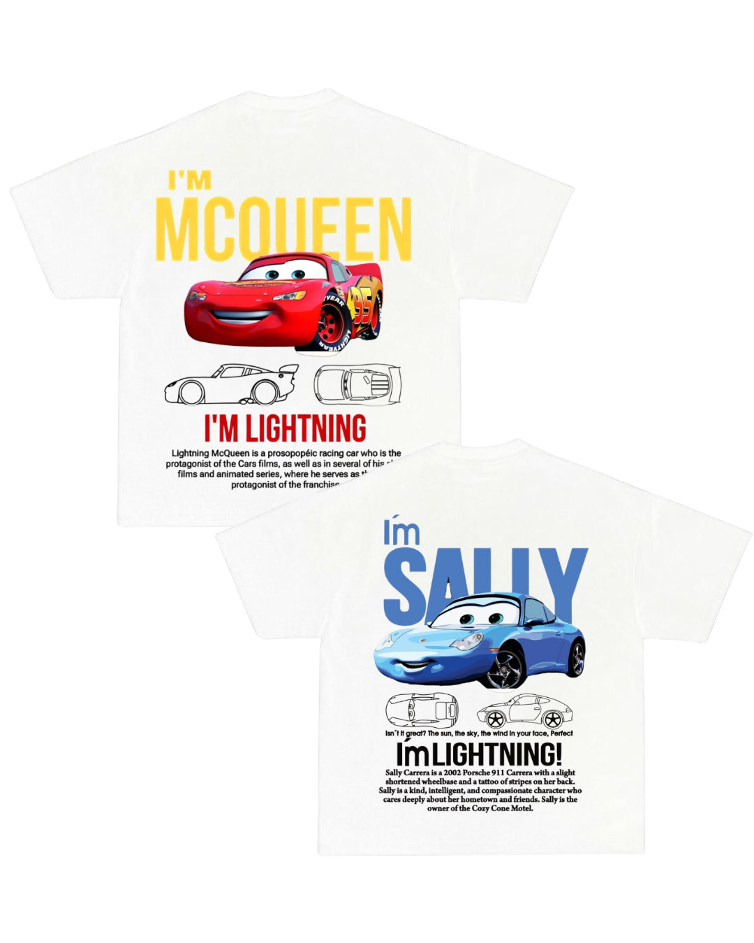 Pack de 2 camisetas CARS: Sally y Rayo McQueen