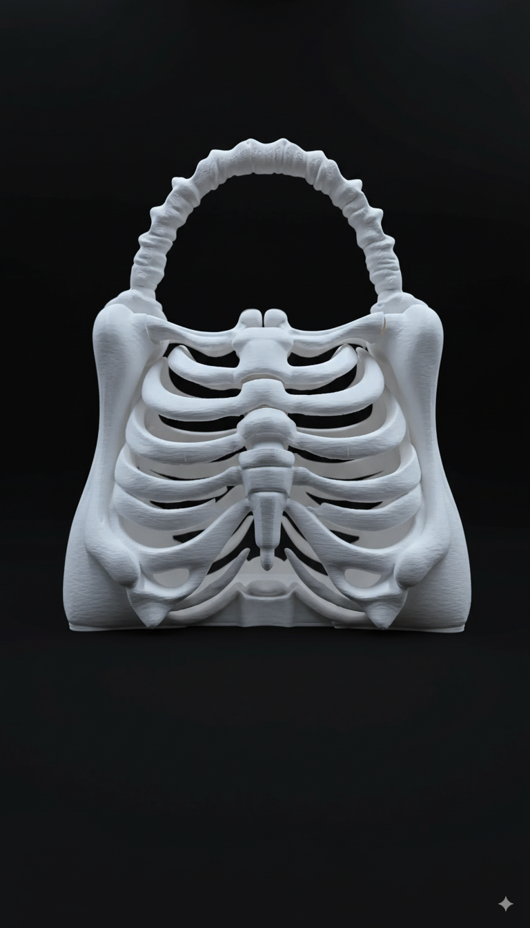 Bolso huesos- Blanco 3D