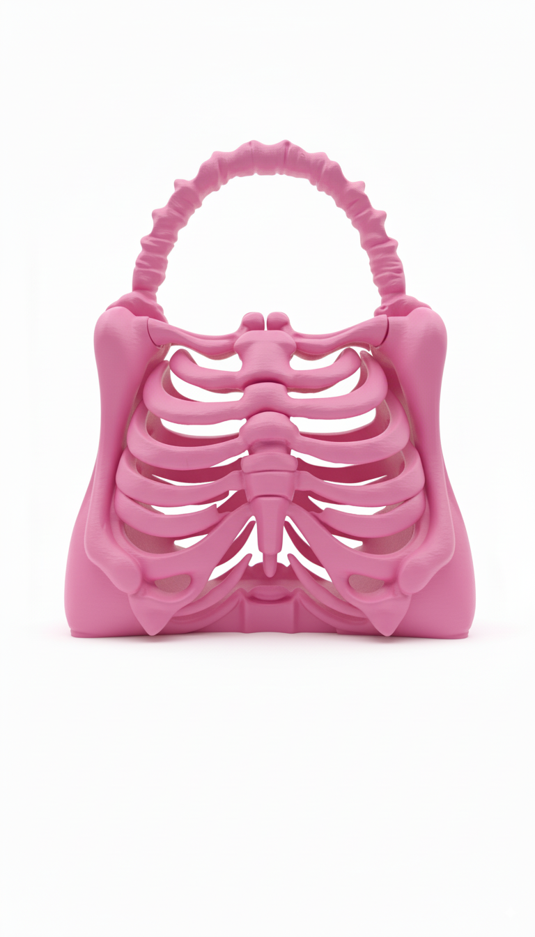 Bolso huesos- Rosa 3D