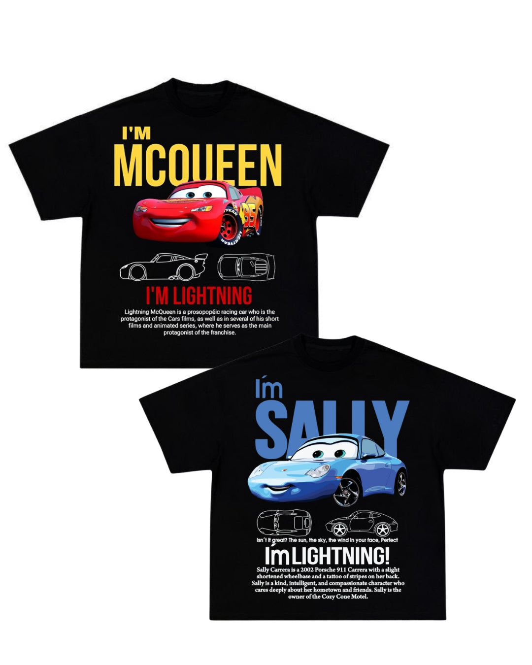 Pack de 2 camisetas CARS: Sally y Rayo McQueen
