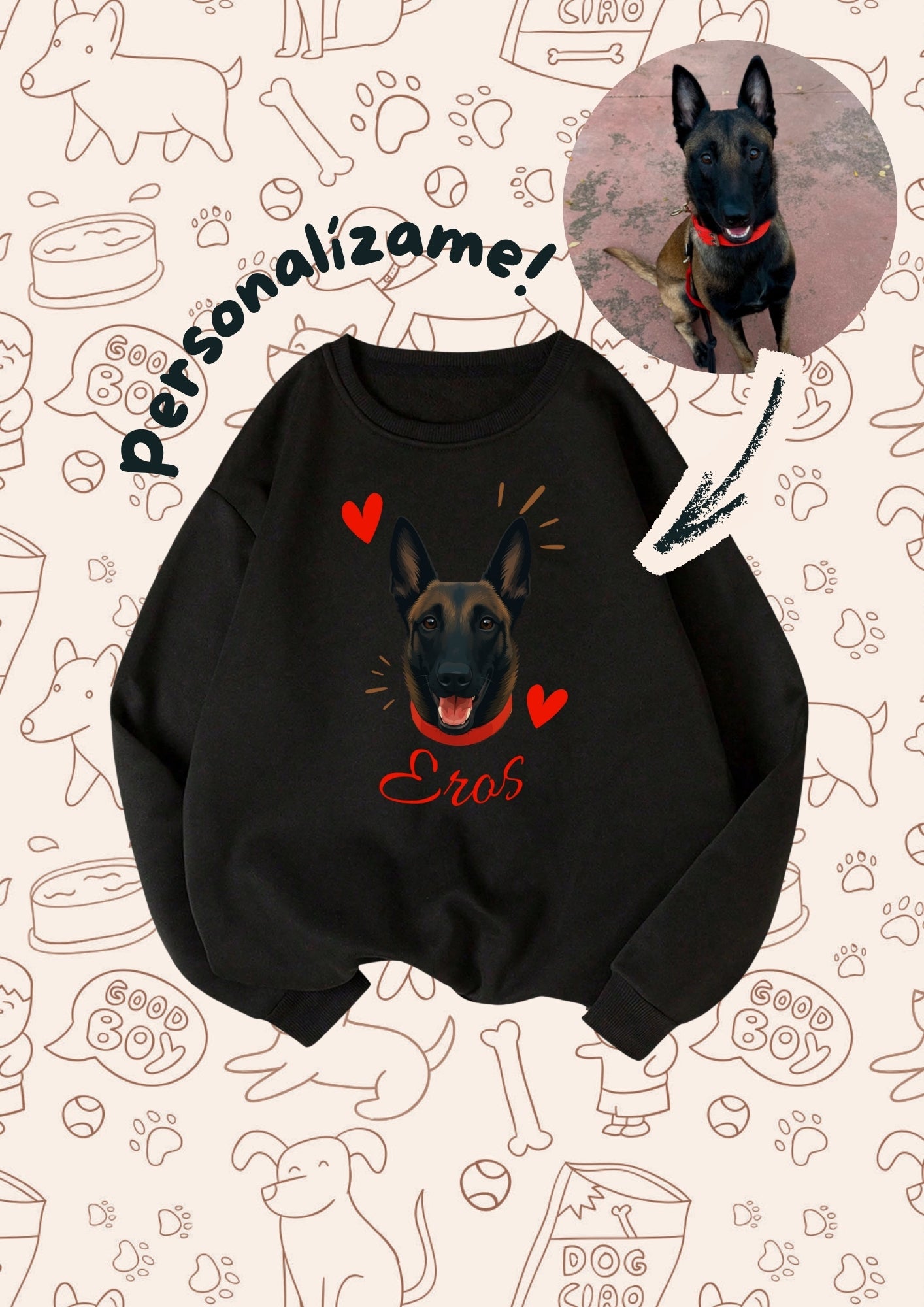 Sudadera Mascota Corazón-Personalizada