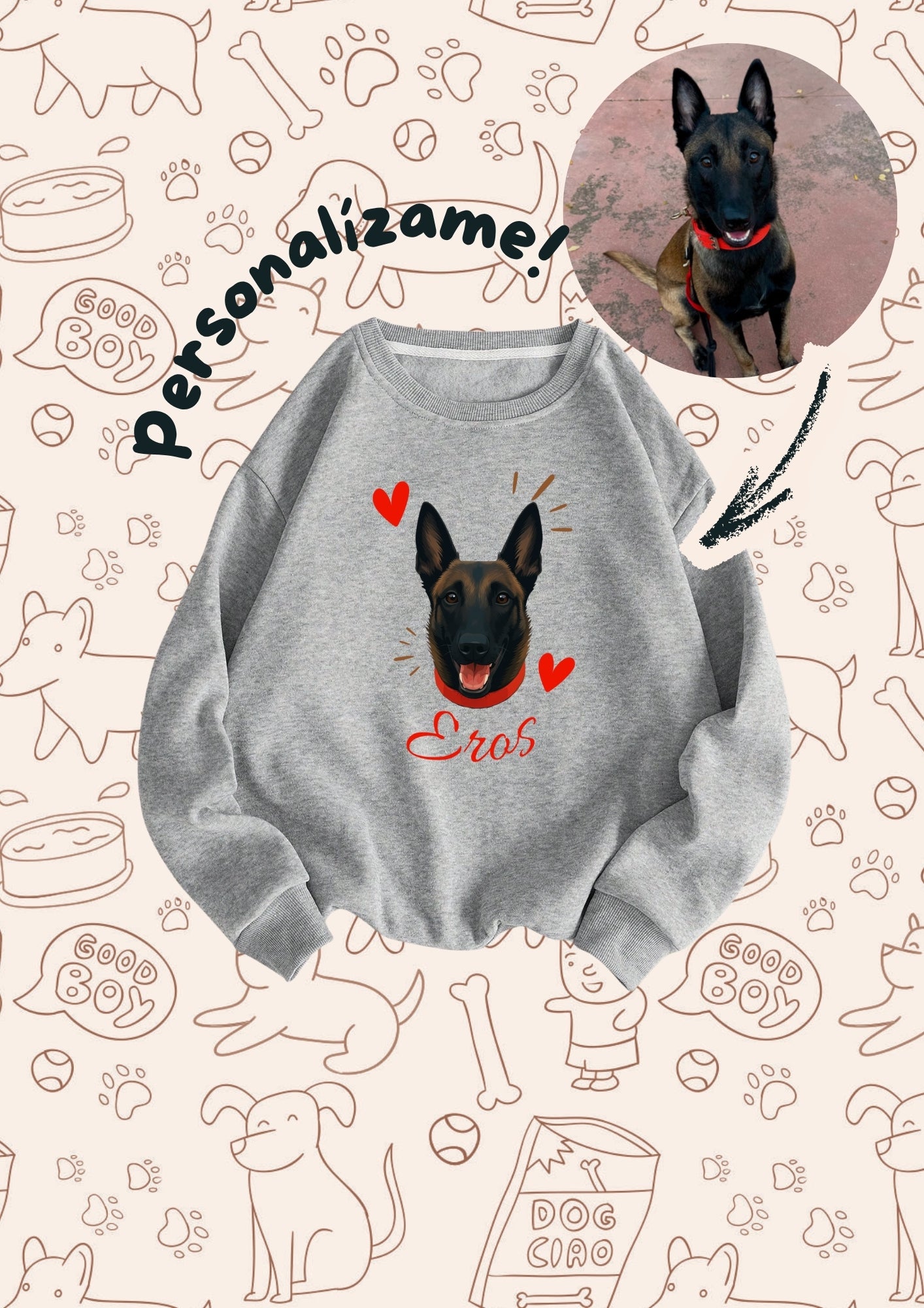 Sudadera Mascota Corazón-Personalizada