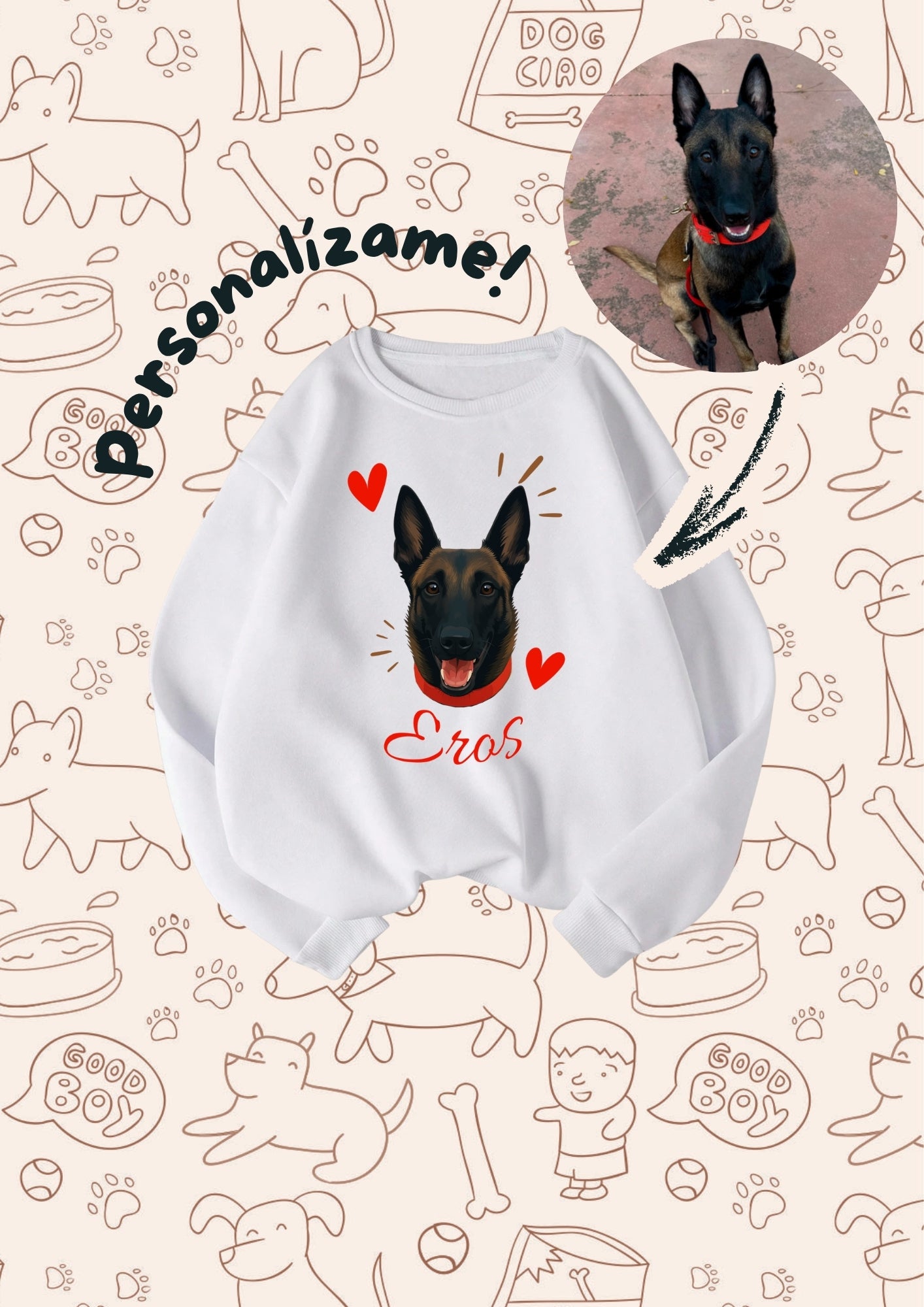 Sudadera Mascota Corazón-Personalizada